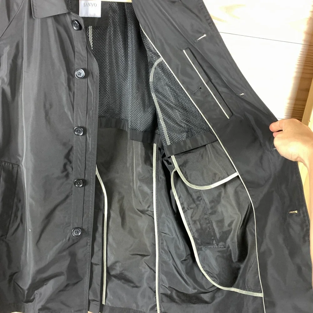 Sanyo Coat Women Large Black Car Coat Lightweight Utility Outerwear‎